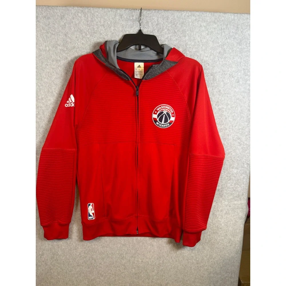 Adidas NBA Washington Wizards Full Zip Hoodie Red Mens Small Jacket Basketball